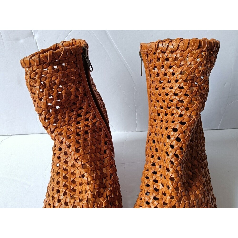 Free People In The Loop Woven Brown Leather Western Ankle Boots Women's Size 10 - Picture 5 of 13